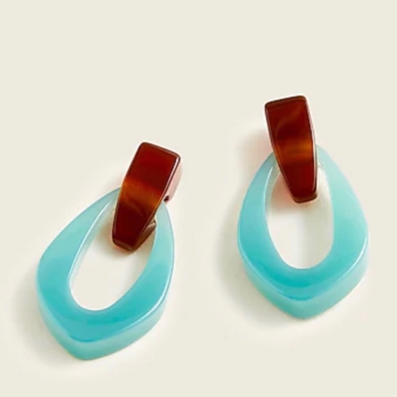 J. Crew Jewelry - J. Crew Made in Italy doorknocker acetate earrings - winter mint